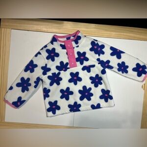 GAP Baby Fleece Top with Blue Floral Print and Pink Trim